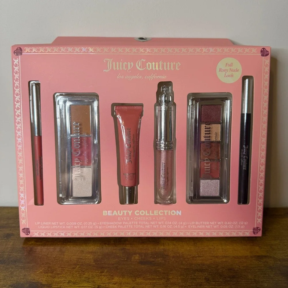 New Juicy Couture 6 Pc Lips Eyes Cheeks Set Liner Lipstick Butter Blush Makeup